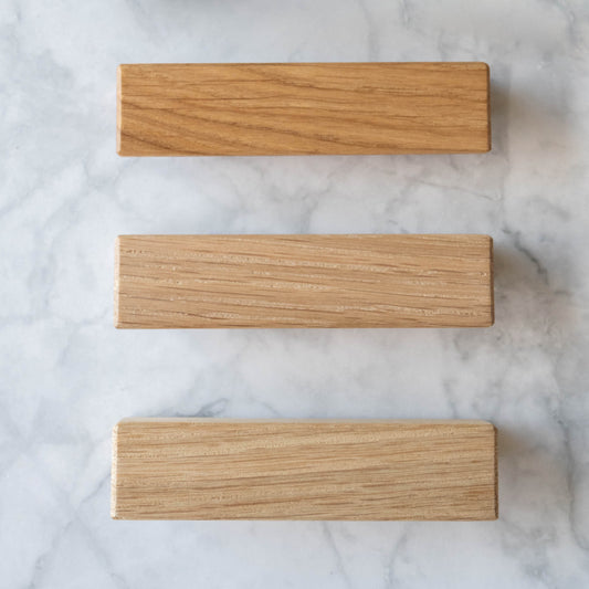 Échantillons de finition pour bois de chêne massif - 3 nuances brut huile transparente et miel